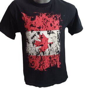 Medium Vintage T-shirt Crackle Canada Flag Graphic Distressed Maple Leaf Print